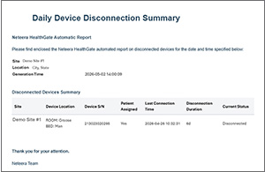 Neteera's daily Disconnection Report helps you ensure devices stay active